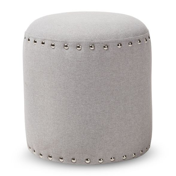 Rosine Modern and Contemporary Fabric Upholstered Nail Trim Ottoman - Baxton Studio | Target
