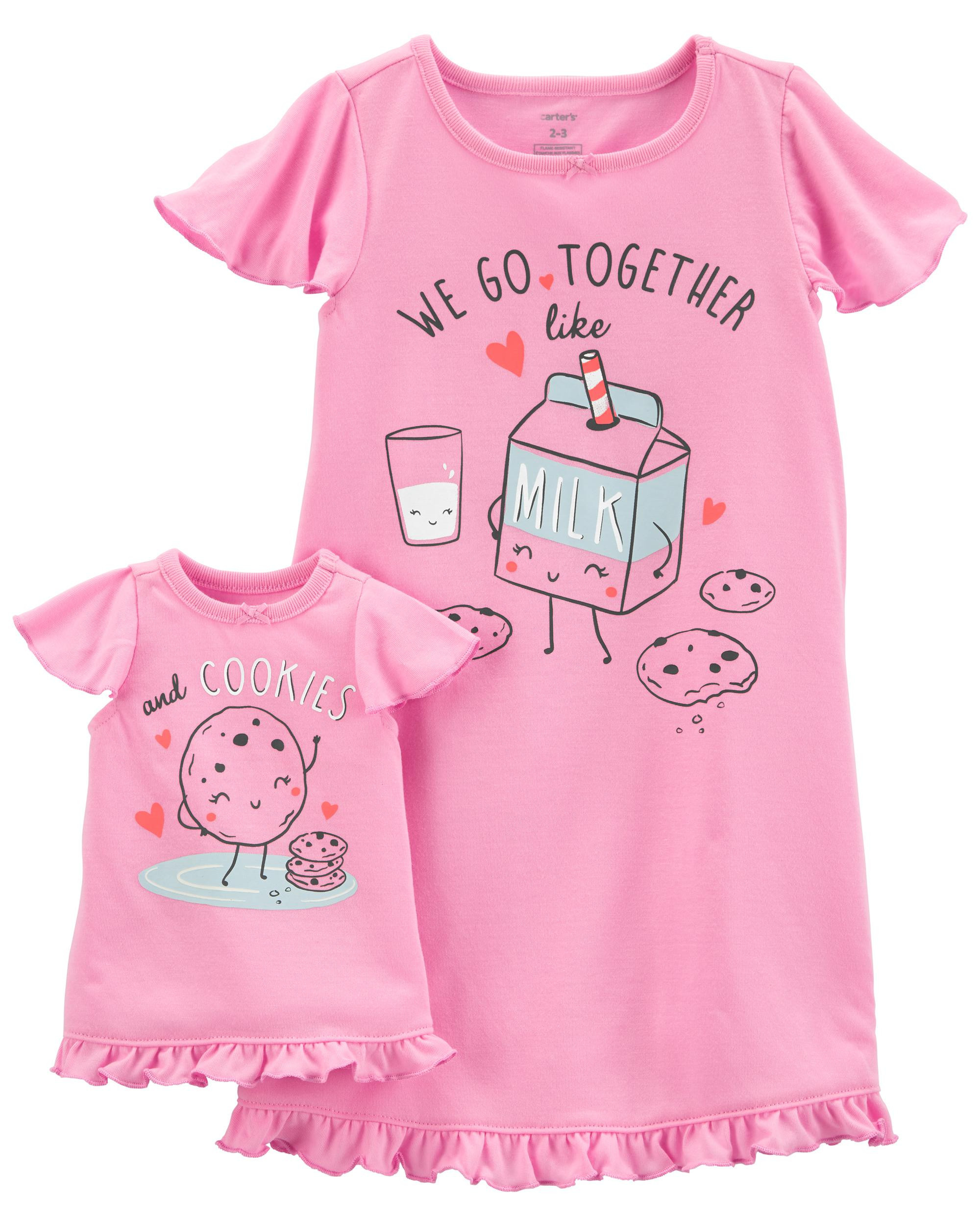 Milk & Cookies Matching Nightgown & Doll Nightgown Set | Carter's