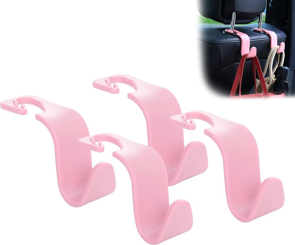 Amooca Car Seat Headrest Hook 4 Pack Hanger Storage Organizer Universal for Handbag Purse Coat Un... | Amazon (US)