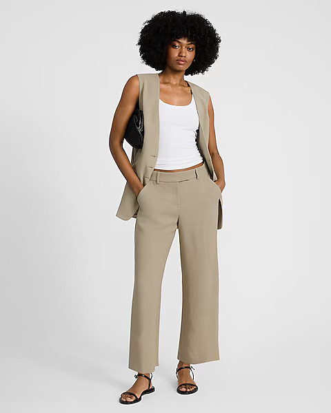 Editor Mid Rise Cropped Wide Leg Pant | Express