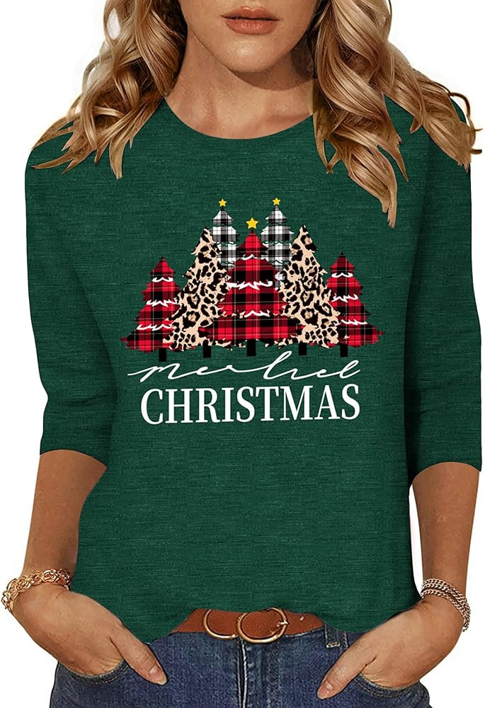 Zeagoo Women's Casual 3/4 Sleeve T-Shirts Round Neck Cute Tunic Tops Basic Tees Blouses Business ... | Amazon (US)