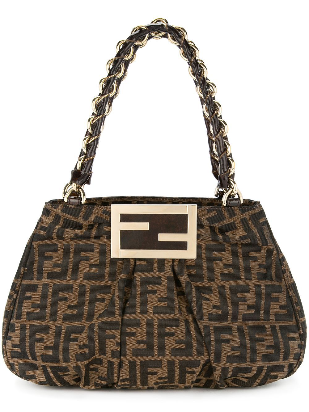 Fendi Vintage Fendi Zucca pattern chain hand bag - Brown | FarFetch US