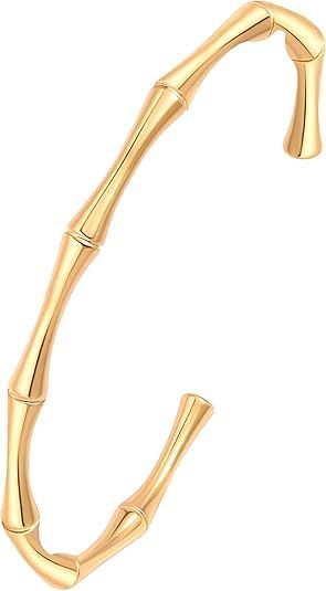 Dainty Gold Bar Bracelet for Women Simple Delicate Thin Cuff Bangle Hook Bracelet 18K Gold Plated... | Amazon (US)