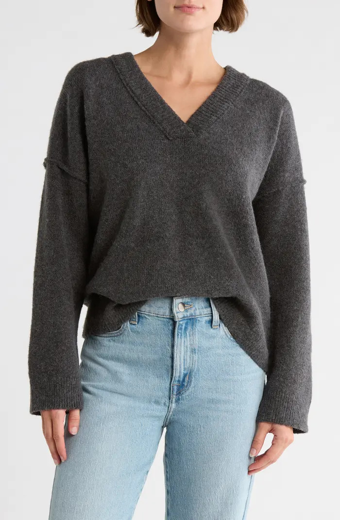 Melrose and Market Rib Trim V-Neck Sweater | Nordstromrack | Nordstrom Rack