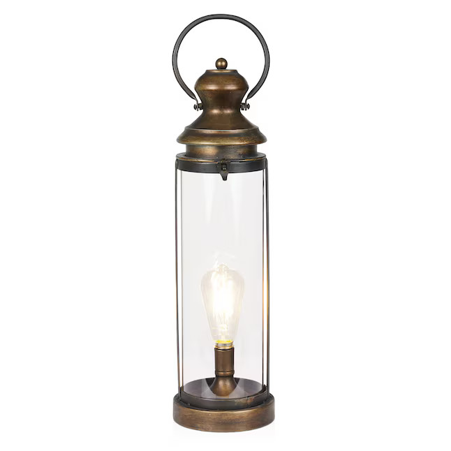 Alpine Corporation 6-in x 21-in Gold Metal LED light Outdoor Decorative Lantern | Lowe's