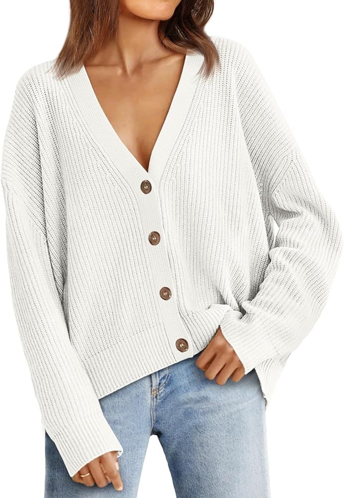 LILLUSORY Women's Cardigan Sweaters 2023 Fall Oversized Open Front Button V Neck Lightweight Card... | Amazon (US)