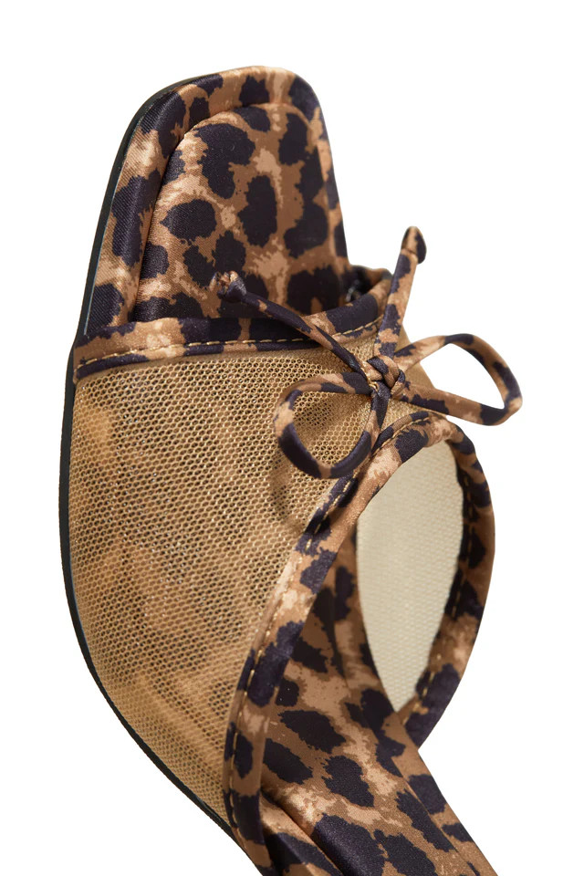 Miss Lola | Eliza Leopard Mid Heel Mules | MISS LOLA