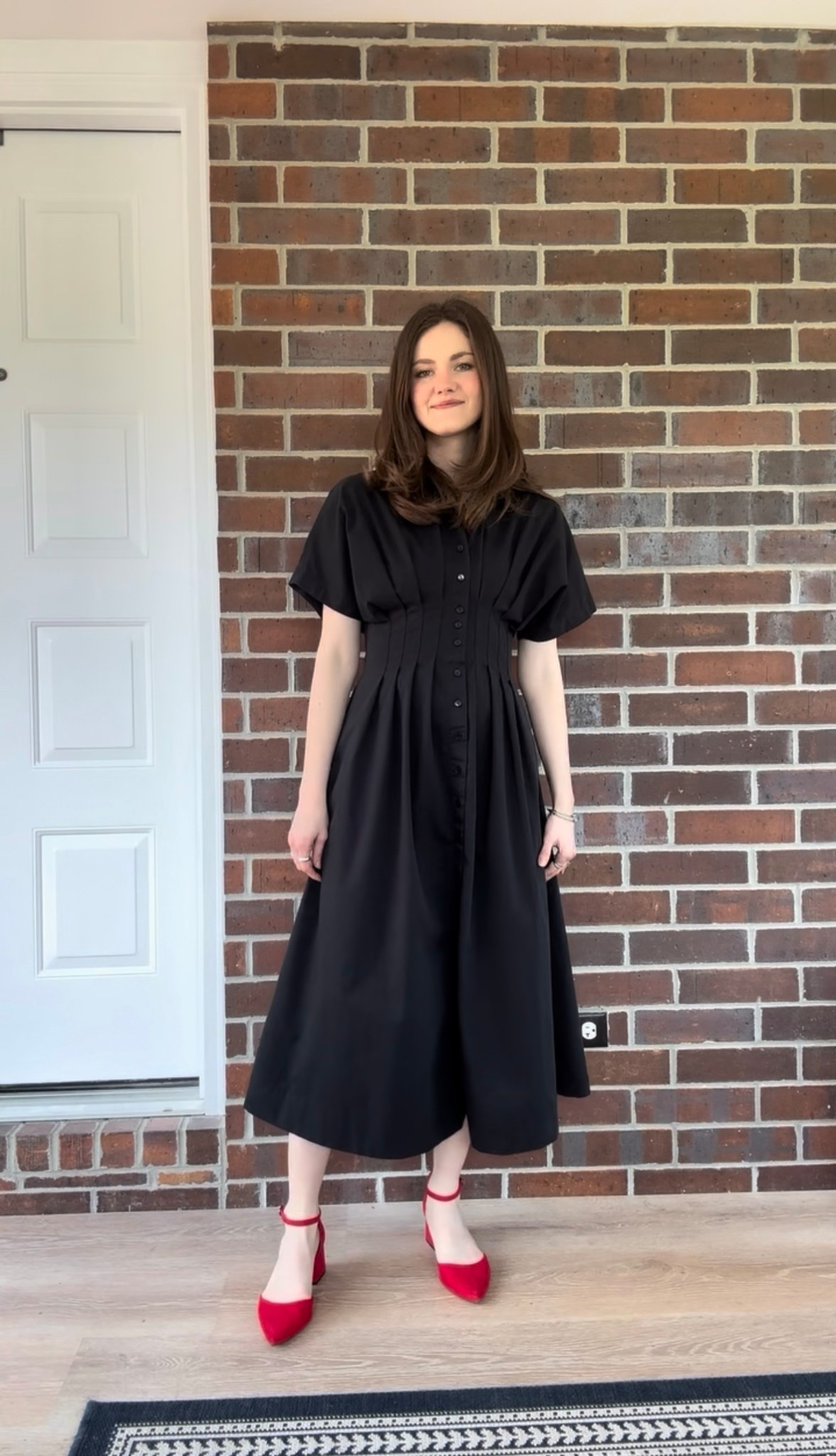 Tobie dress from Anthropologie. The perfect work dress! I love the pleats on the waist. Heels are old from Target  