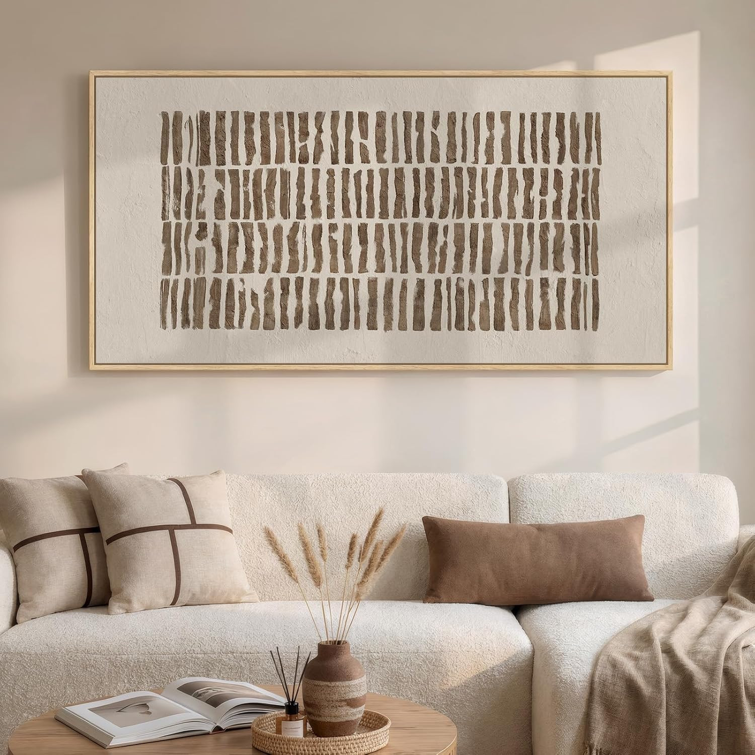 Large Framed Neutral Abstract Wall Art for Living Room, Horizontal 30x60 In | Amazon (US)