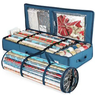 Hearth & Harbor Premium Gift Wrap Storage Organizer Set - Storage Roll + Storage Box - Overstock ... | Bed Bath & Beyond