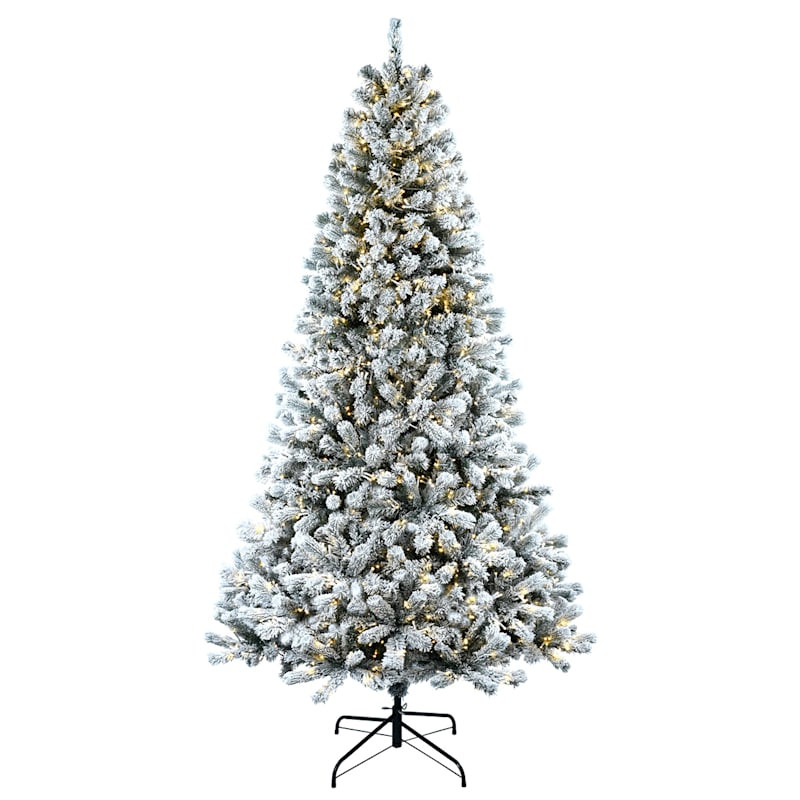 (B36) Pre-Lit LED Flocked Monterey Fir Tree, 7' | At Home