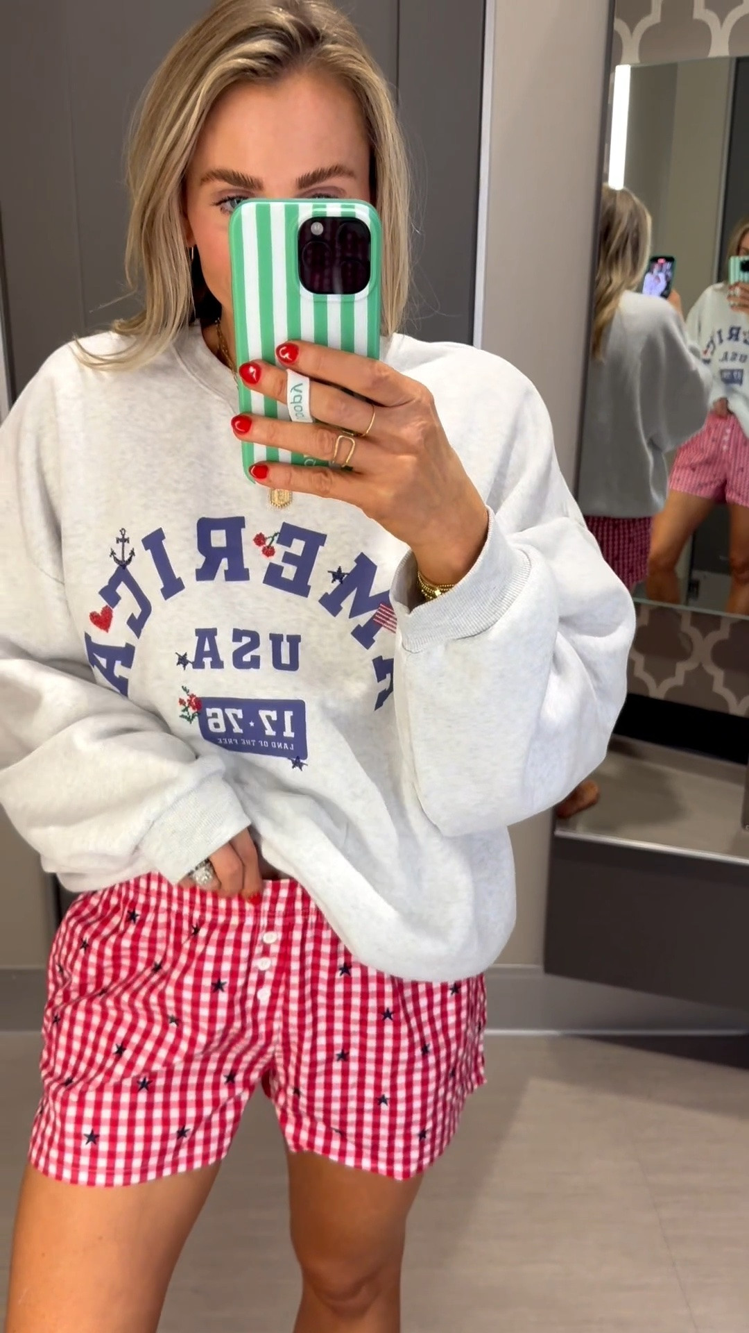 Target showing out today 😍 
5’7”/140 
Small in dresses
28 in shorts 
Medium in blue set
Large in sweatshirt
Medium in red patriotic shorts

#LTKdayinmylife #LTKgrwm #LTKootd