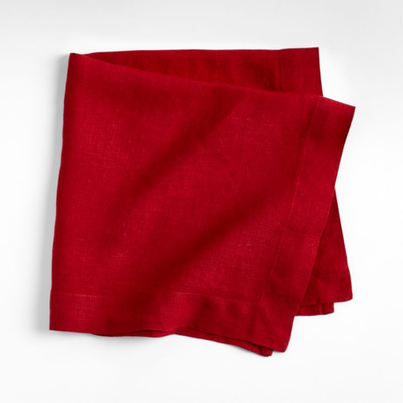 Marin Red Linen Christmas Napkin + Reviews | Crate and Barrel | Crate & Barrel