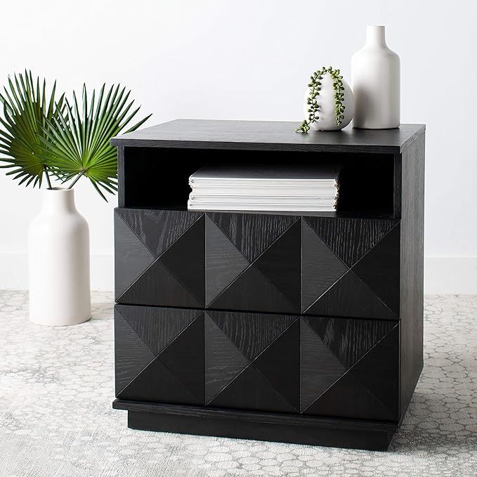 Safavieh Couture Home Patty Modern Black 2-drawer Nightstand | Amazon (US)