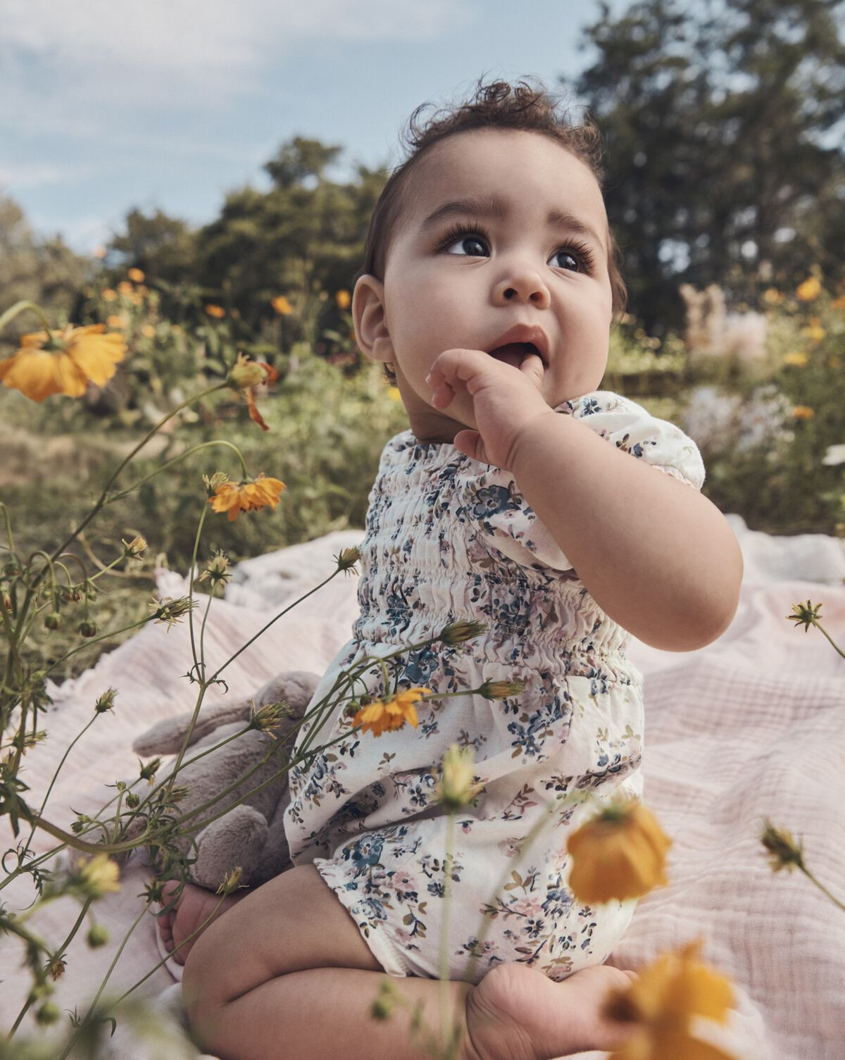 Baby Floral-Print Linen Bubble Made with Organic Cotton | Carter's Inc