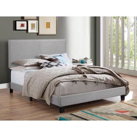 Cheng Gray Upholstered Bed with Nail Head Trim Full | Walmart (US)