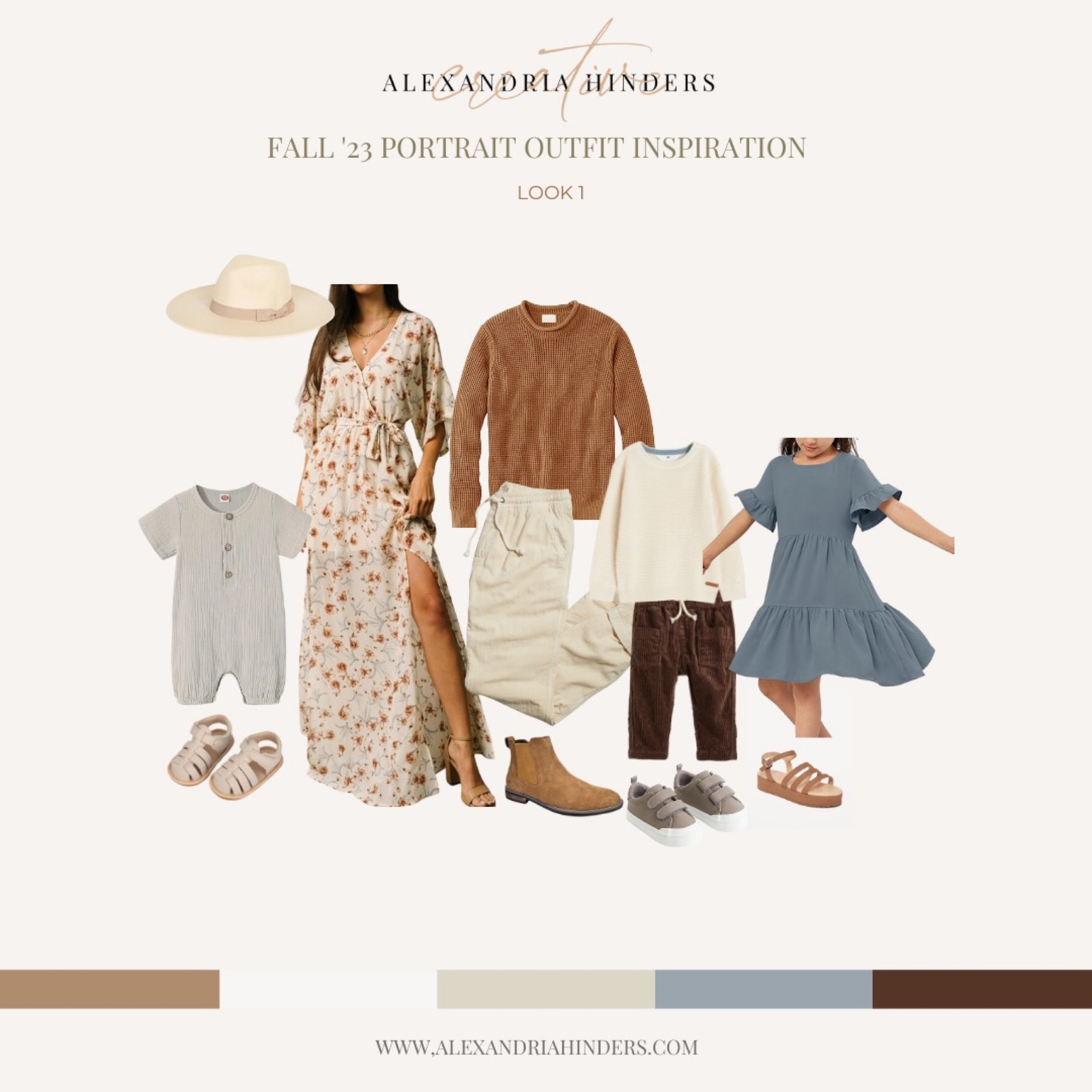 Fall in love with this harmonious blend of dusty blue and deep brown for your family portraits. This color palette perfectly captures the essence of autumn, offering a timeless and elegant look for the entire family. #FallPortraits #FamilyOutfits

#LTKstyletip #LTKkids #LTKSeasonal