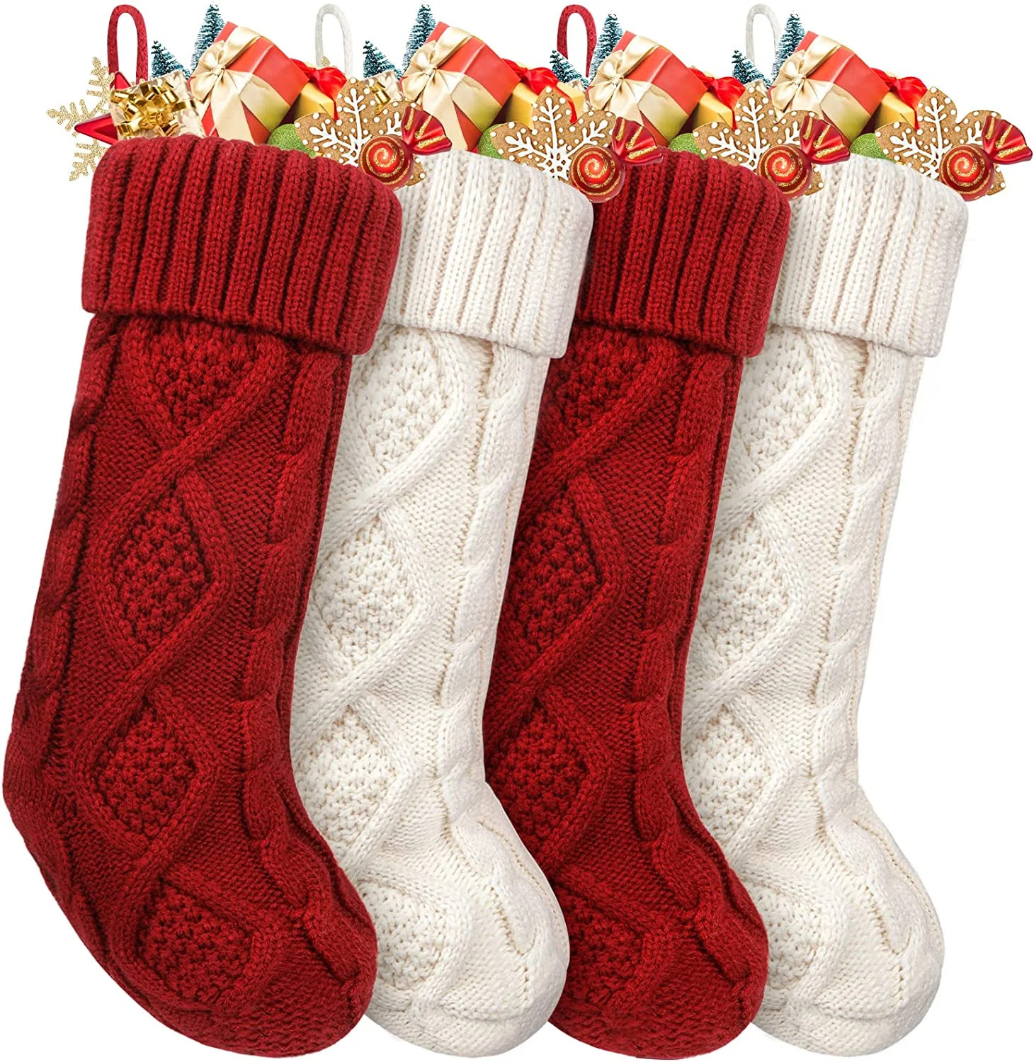 Mighty Rock Large Christmas Stockings 4Pack -18 inches Christmas Stockings Double-Sided Cable Kni... | Walmart (US)
