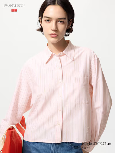 Oxford Boxy Cropped Shirt | Striped | UNIQLO (US)