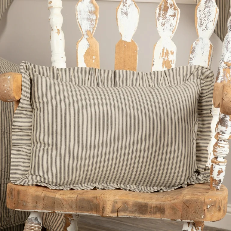VHC Brands Sawyer Mill Throw Pillow Dark Gray and Cream Stripe Cotton Decorative Farmhouse Countr... | Walmart (US)