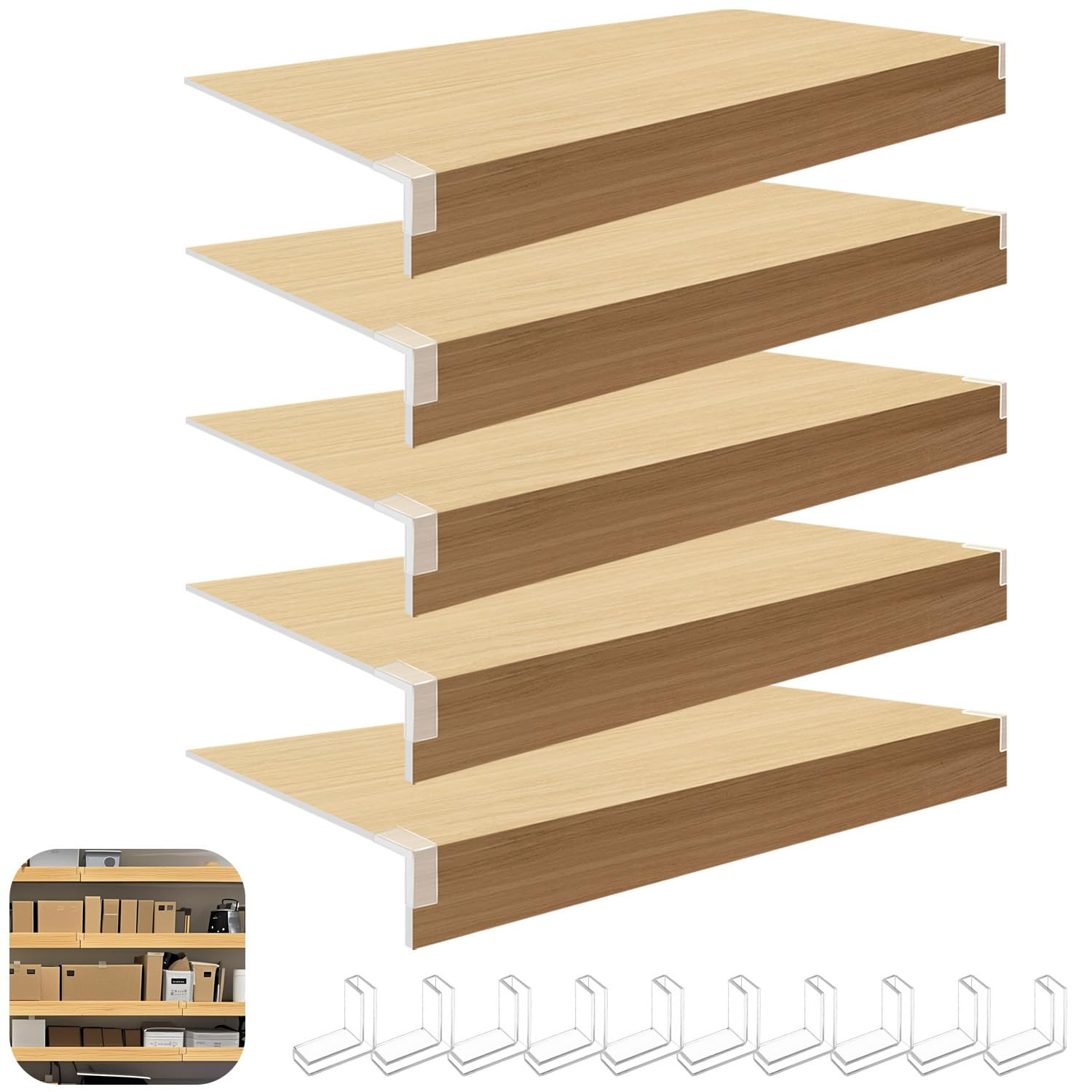 5 Pcs Wire Rack Covers,23x12x2in PVC Wire Shelf Cover for Pantry, and Laundry Shelves, Durable Re... | Amazon (US)