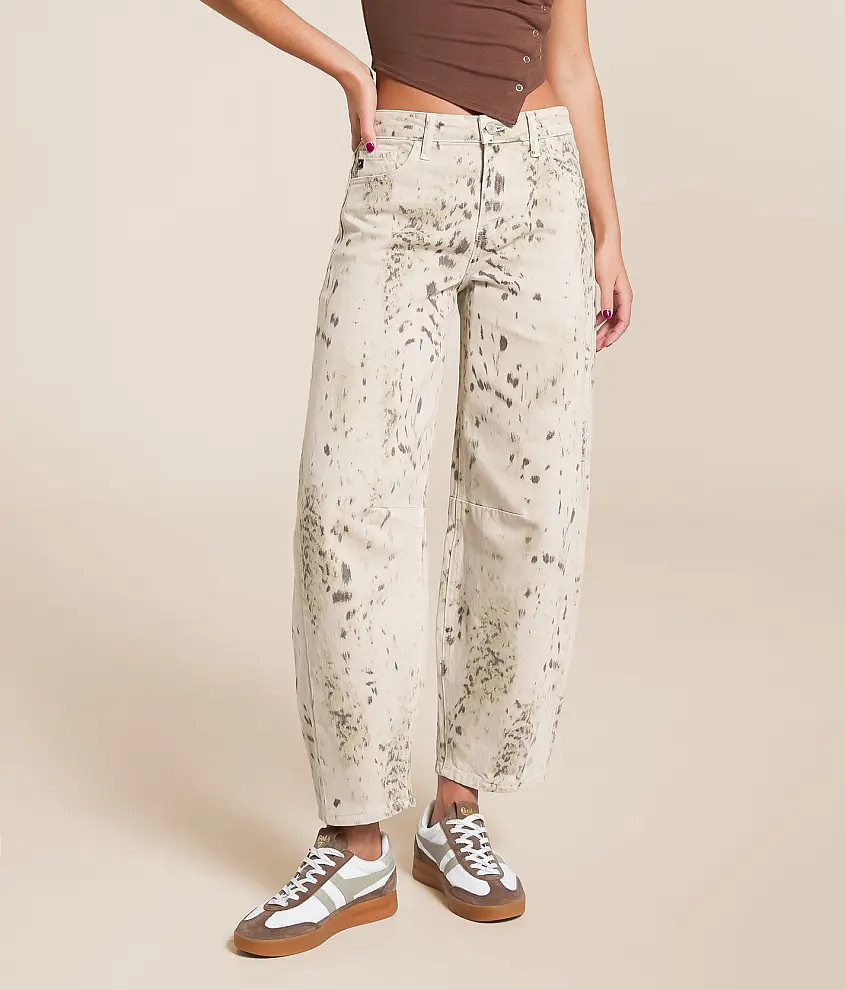 High Rise Horseshoe Snow Leopard Stretch Jean | Buckle