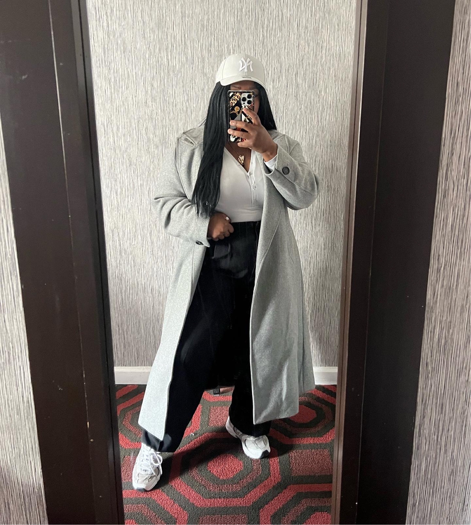 Casual Winter Outfit 
Wool Coat
Dress Pants
Sneakers
Bodysuit
Hat


#LTKworkwear #LTKstyletip #LTKplussize