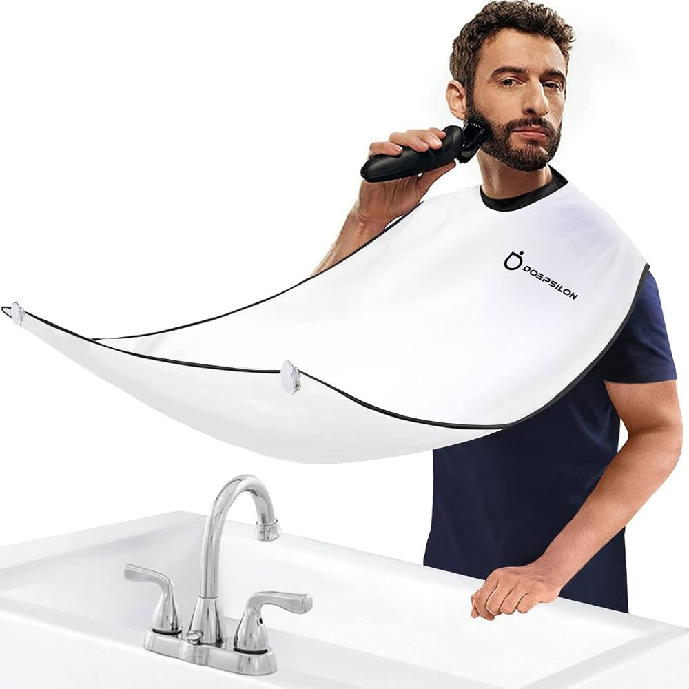 Beard Bib Apron, Beard Hair Clippings Catcher for Shaving and Trimming, Non-Stick Beard Shave Cap... | Amazon (US)