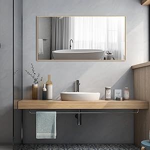 Bonverre 24 x 40 Inch Rectangle Wall Mirror, Aluminum Frame Rectangular Mirror for Bathroom, Vani... | Amazon (US)
