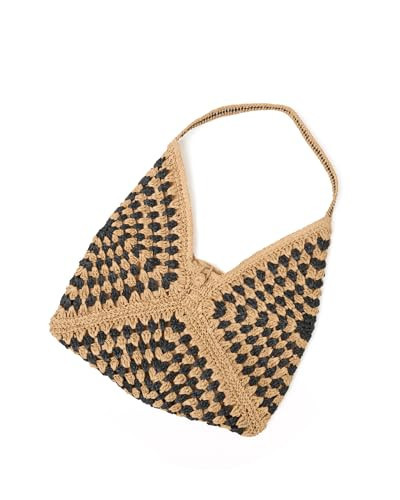 L*Space Coastline Beach Bag, Oversized Crochet Paper Raffia Tote with Lined Interior, Secure Button Closure & Internal Pocket | Amazon (US)