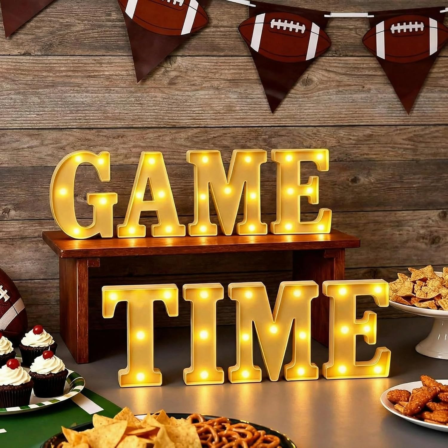 Honoson 8 Pcs Football Party Decorations Game Time LED Lights up Sign | Amazon (US)