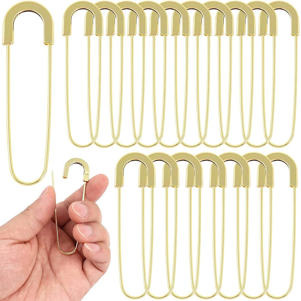 Extra Large Safety Pins Heavy Duty 3 Inch-20 PCS Coilless Pins Sewing Pin Brooches-Giant Gold Saf... | Amazon (US)
