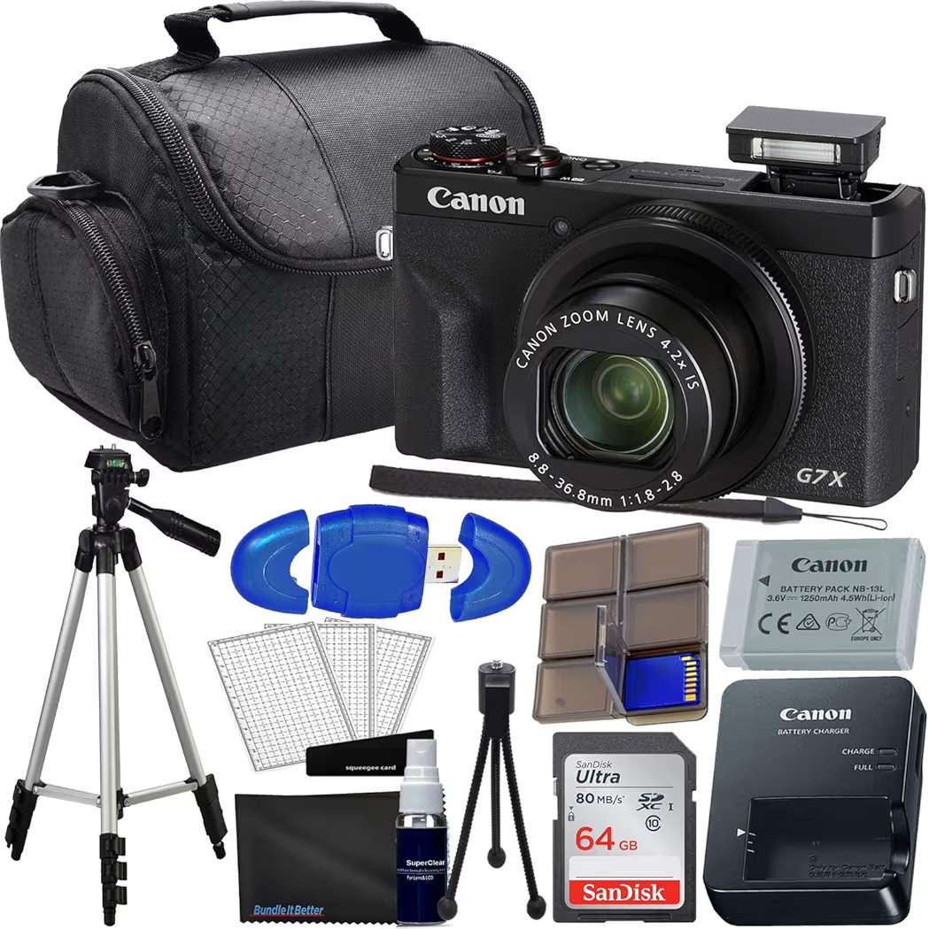 Canon PowerShot G7 X Mark II Digital Camera (Black) Bundle with 64GB Memory Card, Full Size Tripo... | Amazon (US)