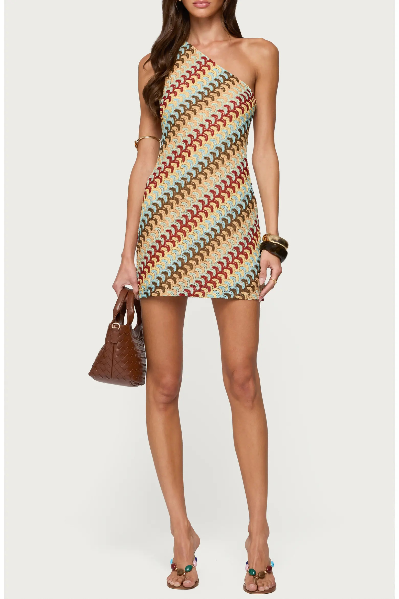 EDIKTED Agua Zigzag Stripe One-Shoulder Minidress (Women) | Nordstrom | Nordstrom