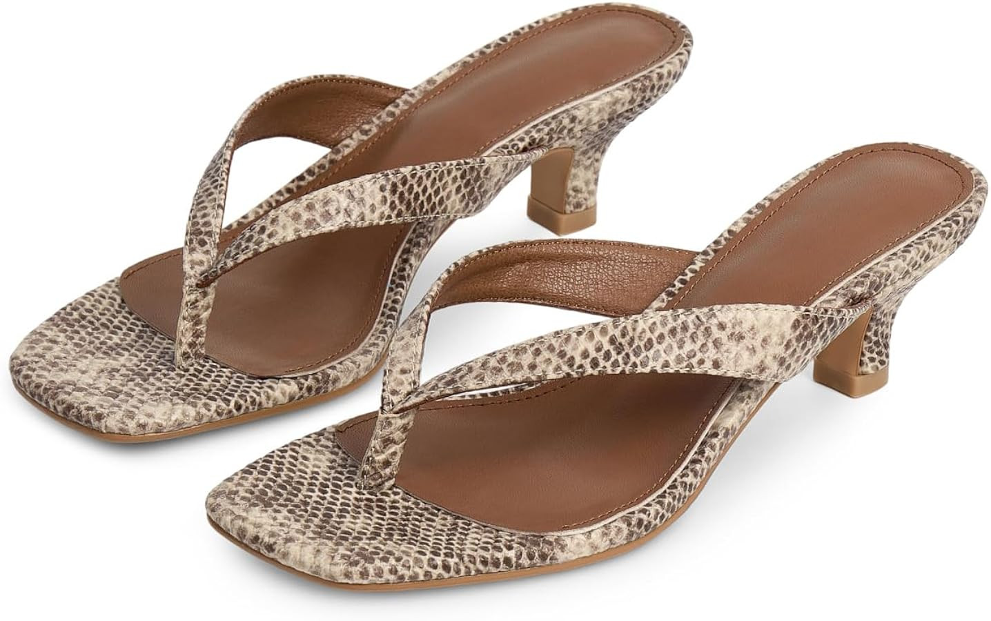 Kitten Heels for Women Jelly Square Open Toe Sandals Flip Flop Heel Summer Low Heeled Thong Sanda... | Amazon (US)