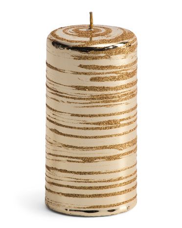 3x6in Metallic Brushed Christmas Candle | TJ Maxx