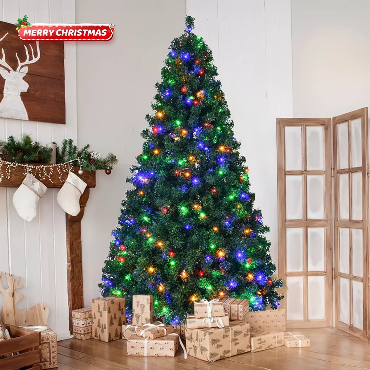6ft Pre-Lit Artificial Christmas Tree W/1060 Branch Tips & 250 Multicolored LED Lights | Target