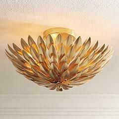 Crystorama Broche 16" Wide Antique Gold Ceiling Light | Lamps Plus
