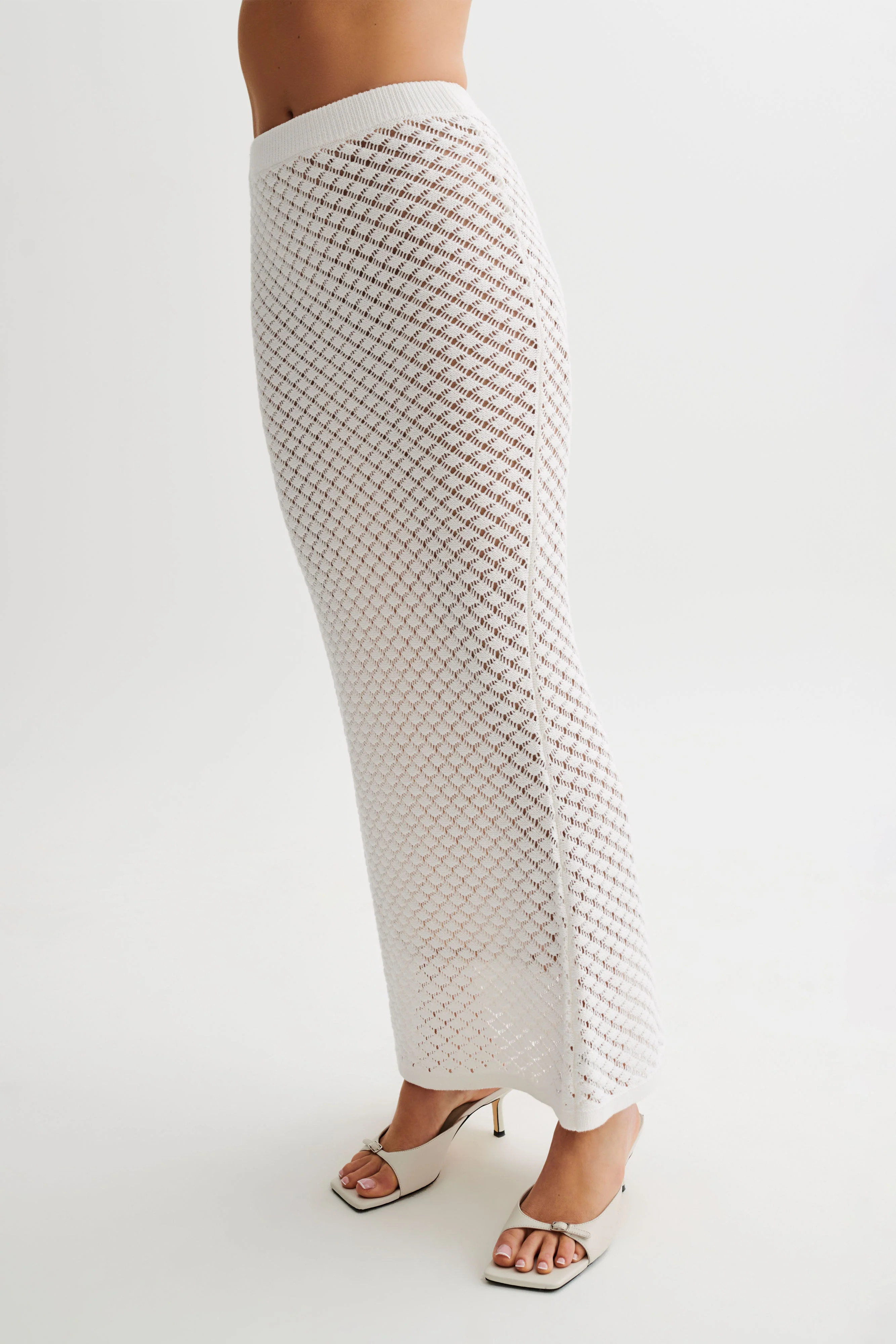 Guiliana Knit Maxi Skirt - Ivory | MESHKI US