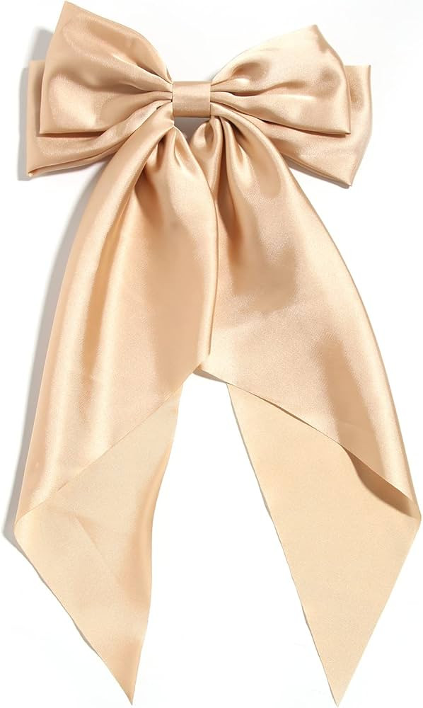 LFOUVRE Hair Bows for Women, Big Bow Barrettes Girl's Satin Hair Clips, Hair Bow with Long Tail, ... | Amazon (US)