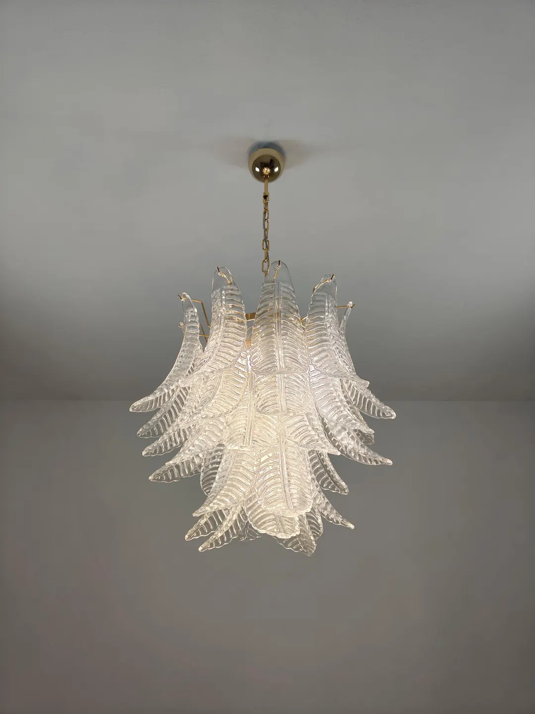 Murano Glass Chandelier Clear Leaves Chandelier - Etsy | Etsy (US)