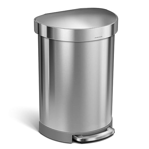 simplehuman 60 Liter Semi-Round Hands-Free Kitchen Step Stainless Steel Trash Can with Soft-Close... | Amazon (US)