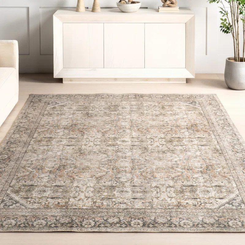 Jeccica Distressed Vintage Medallion Jute Blend Polyester Area Rug | Wayfair North America