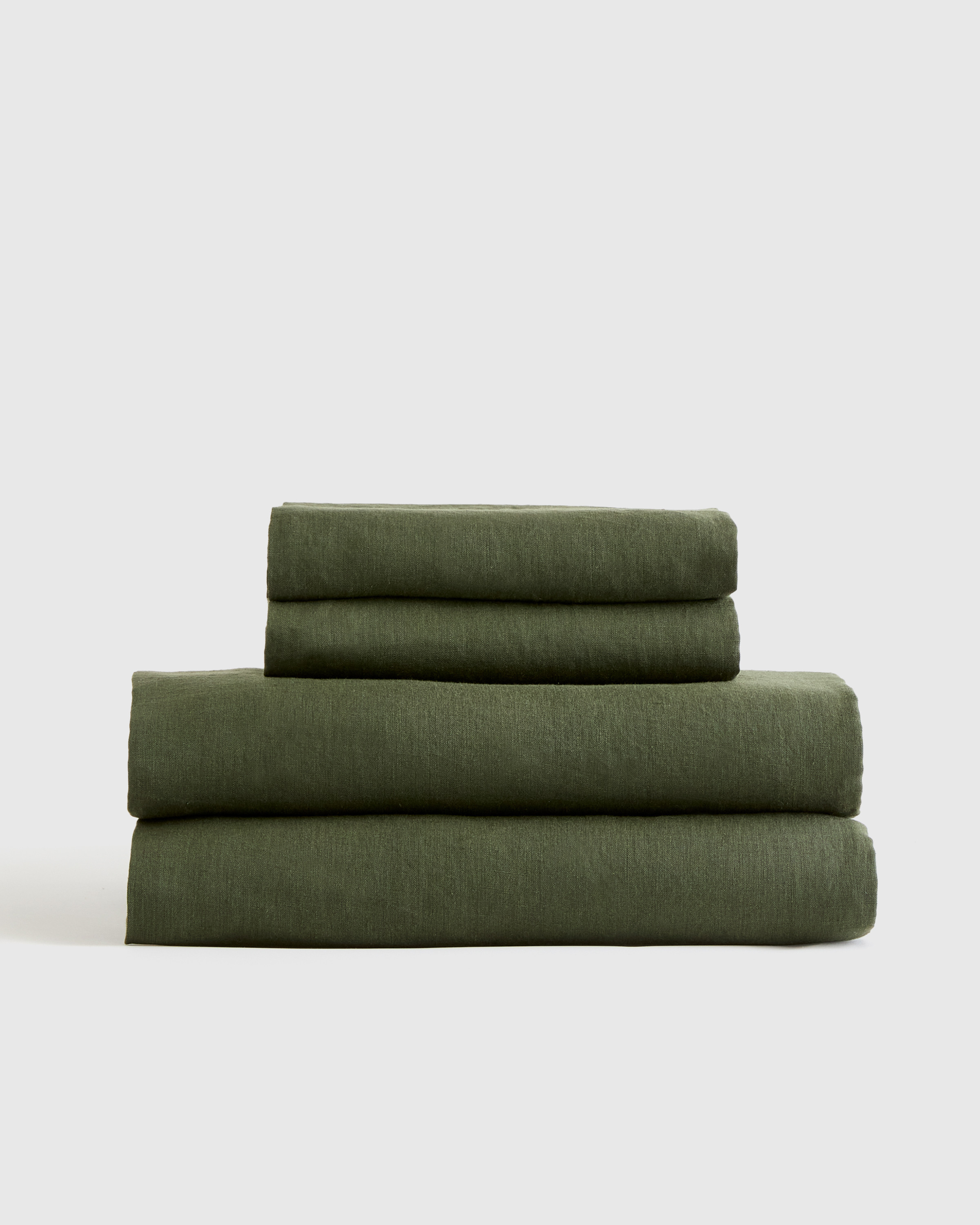 Quince | European Linen Sheet Set in Pine, Size Queen | Quince