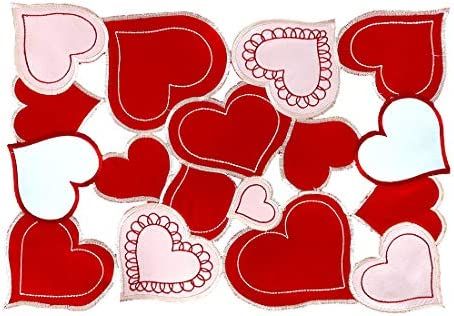 Amazon.com: Simhomsen Set of 6 Embroidered Love Heart Table Placemats for Valentine's Day 14th Fe... | Amazon (US)