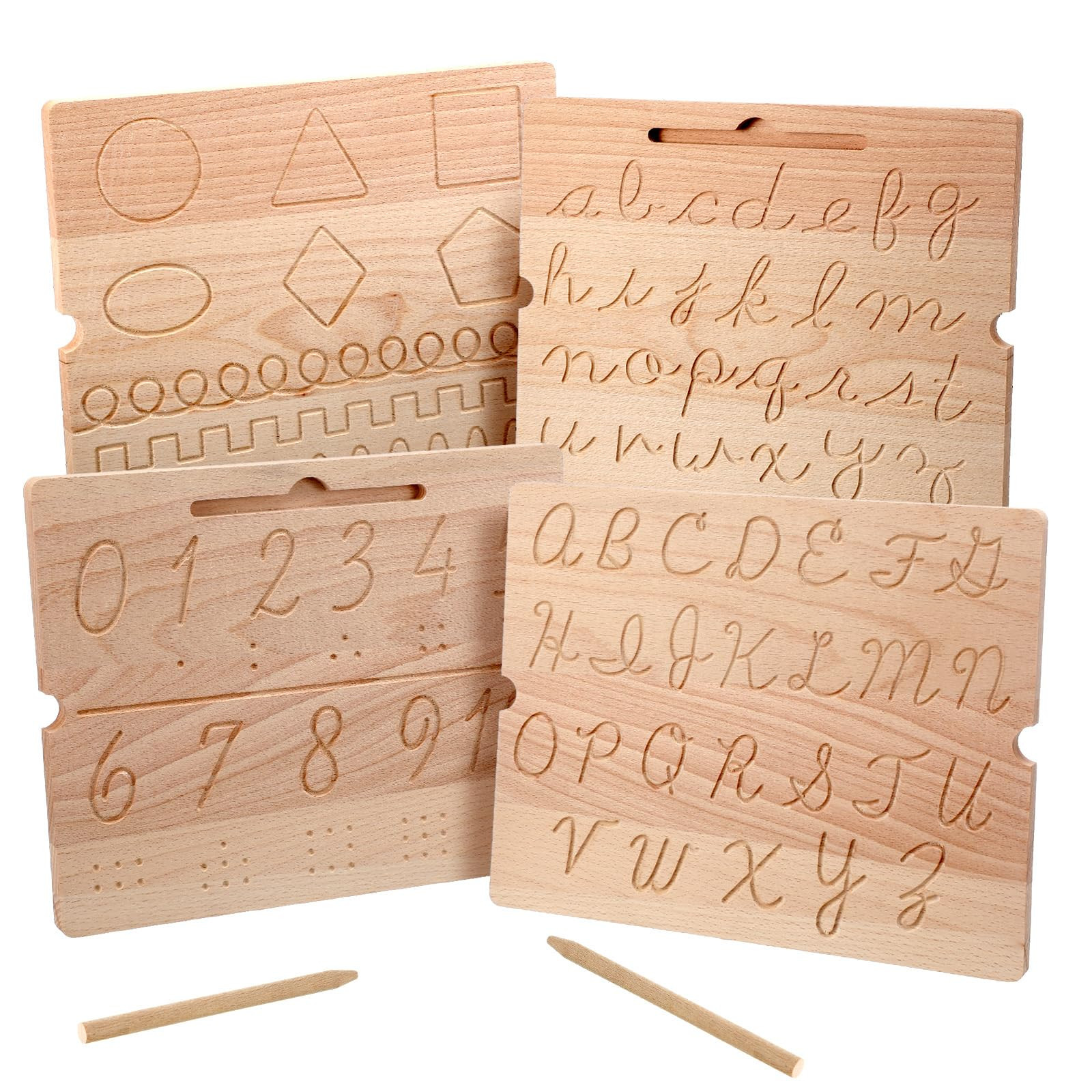 2 Pcs Wood Cursive Alphabet Number Tracing Board Montessori Letter Tracing Board Writing Tools Do... | Amazon (US)