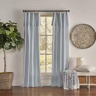 Mercantile Drop Cloth Wave Blue Cotton Solid 50 in. W x 84 in. L Ring Top Light Filtering Curtain... | The Home Depot