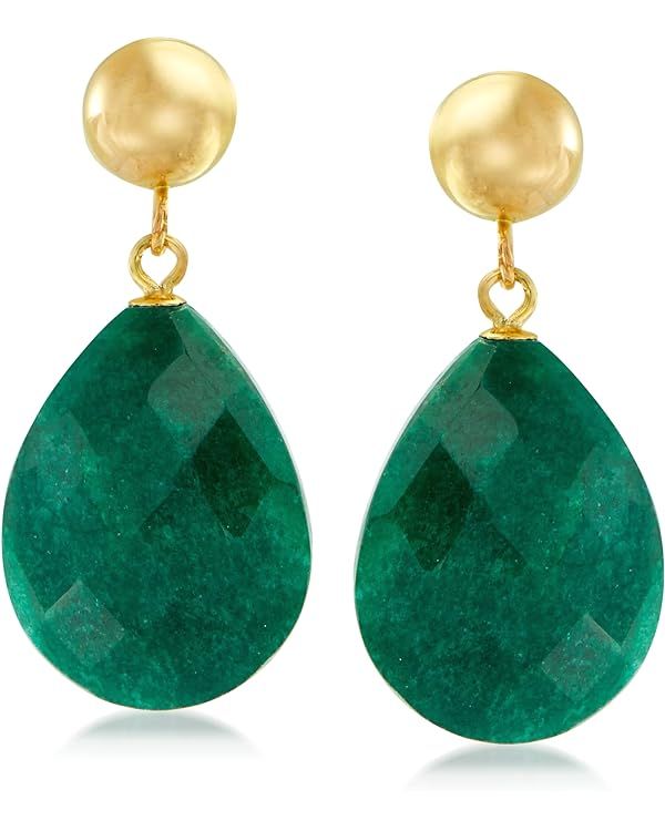 Ross-Simons 18.00 ct. t.w. Emerald Teardrop Earrings in 14kt Yellow Gold | Amazon (US)