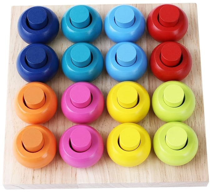 Babe Rock Wooden Color Sorting Stacking Rings Board Educational Learning Counting Toys Puzzle Gam... | Amazon (US)