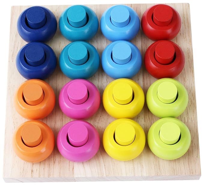 Babe Rock Wooden Color Sorting Stacking Rings Board Educational Learning Counting Toys Puzzle Gam... | Amazon (US)